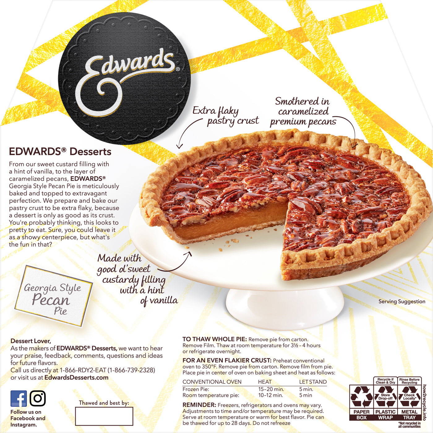 EDWARDS® Georgia Style Pecan Pie – Edwards Desserts 