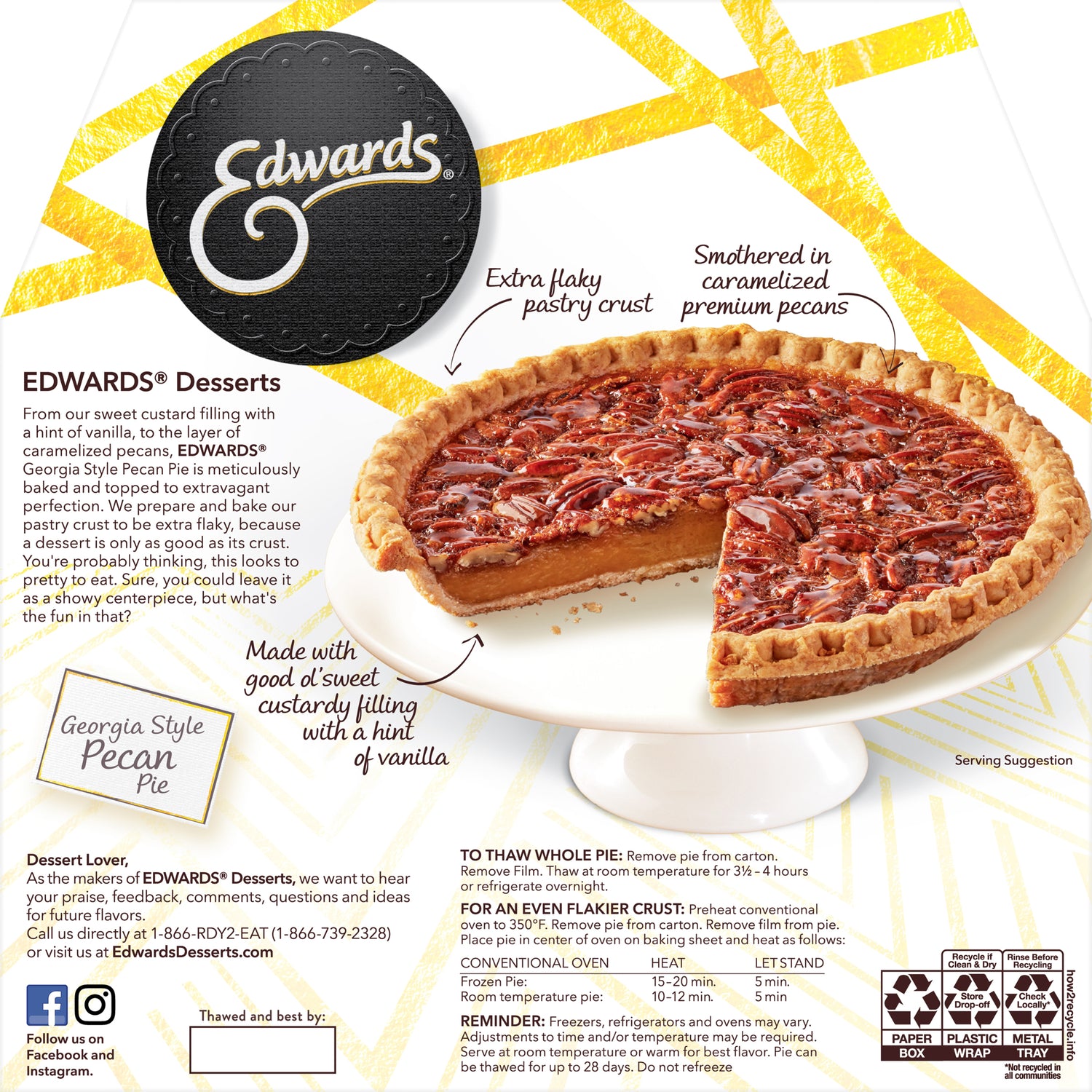 Edwards georgia style pecan pie edwards desserts